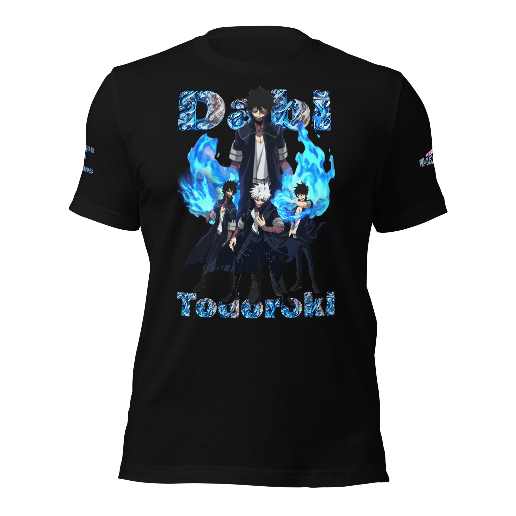 Black t-shirt with image of Dabi from my hero academia