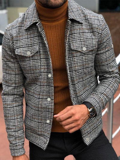 Men's Slim Fit Plaid Coat