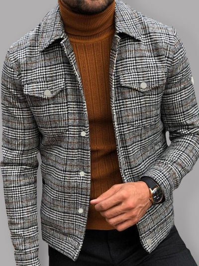 Men's Slim Fit Plaid Coat