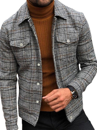 Men's Slim Fit Plaid Coat