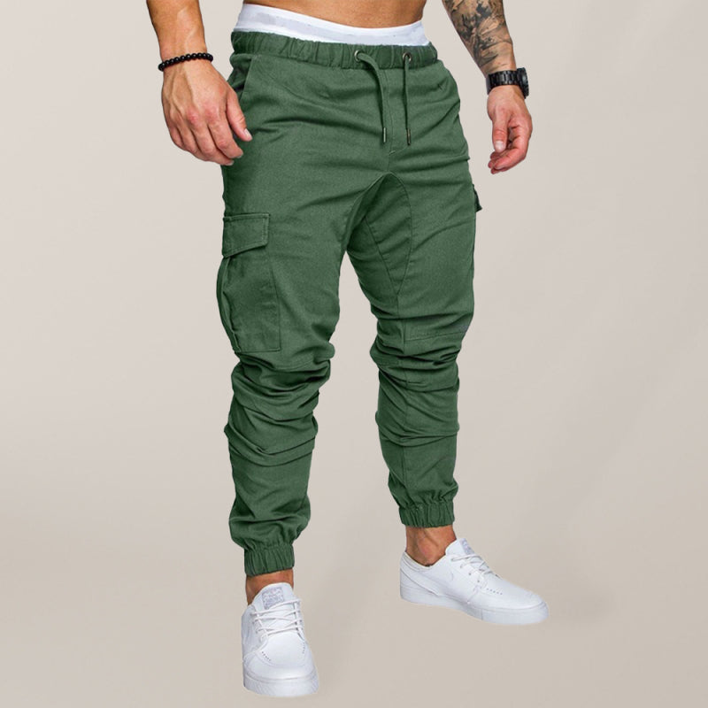 Men's Solid Color Casual Tether Elastic Sports Baggies Sweats