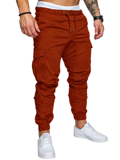 Men's Solid Color Casual Tether Elastic Sports Baggies Sweats