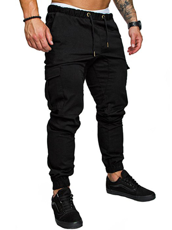 Men's Solid Color Casual Tether Elastic Sports Baggies Sweats