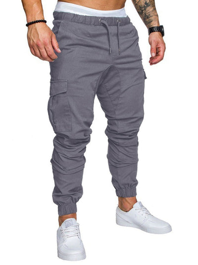 Men's Solid Color Casual Tether Elastic Sports Baggies Sweats