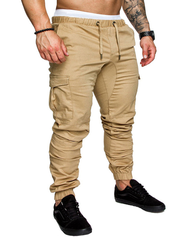 Men's Solid Color Casual Tether Elastic Sports Baggies Sweats
