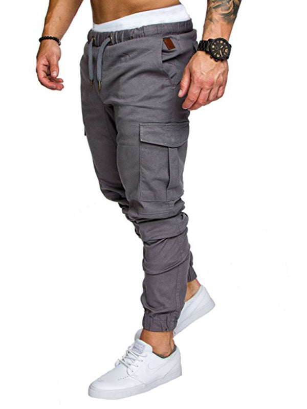 Men's Solid Color Casual Tether Elastic Sports Baggies Sweats