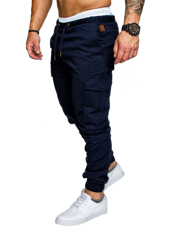 Men's Solid Color Casual Tether Elastic Sports Baggies Sweats