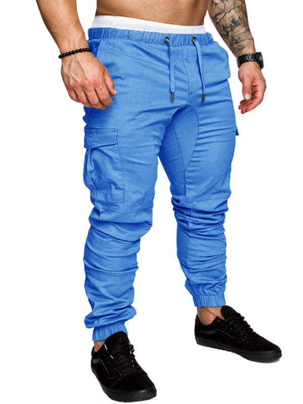 Men's Solid Color Casual Tether Elastic Sports Baggies Sweats