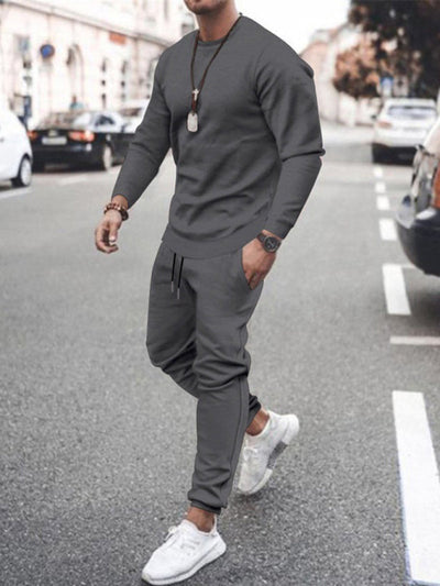 Men's Solid Color Sweatshirt And trousers two-piece suit