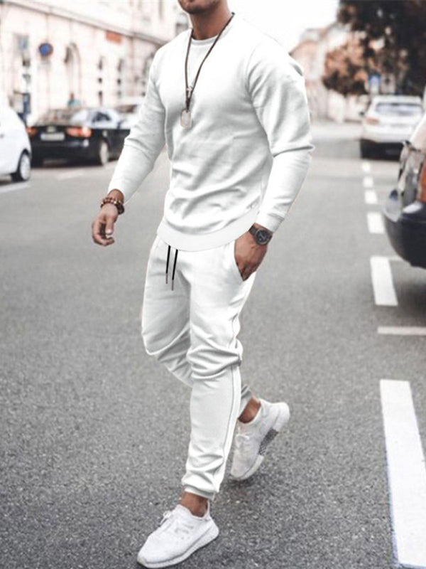 Men's Solid Color Sweatshirt And trousers two-piece suit