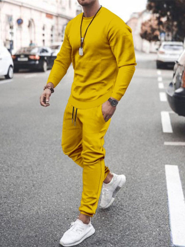Men's Solid Color Sweatshirt And trousers two-piece suit