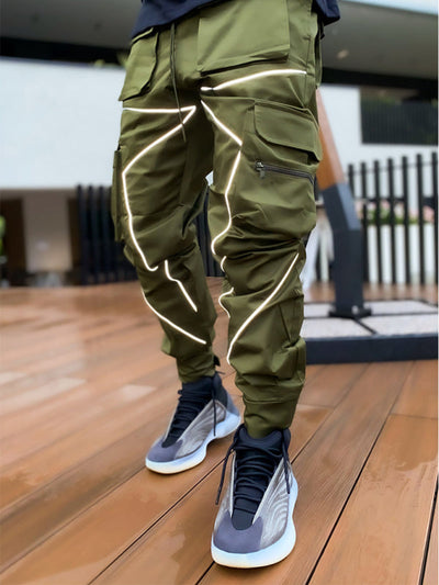 Men's loose straight multi-pocket cargo pants
