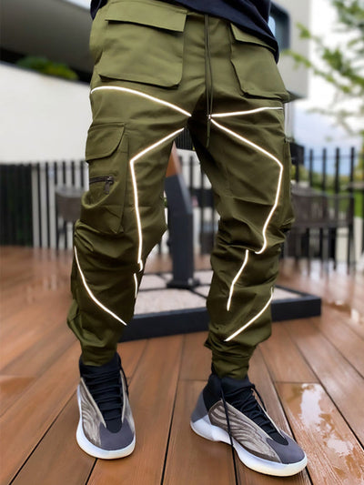 Men's loose straight multi-pocket cargo pants