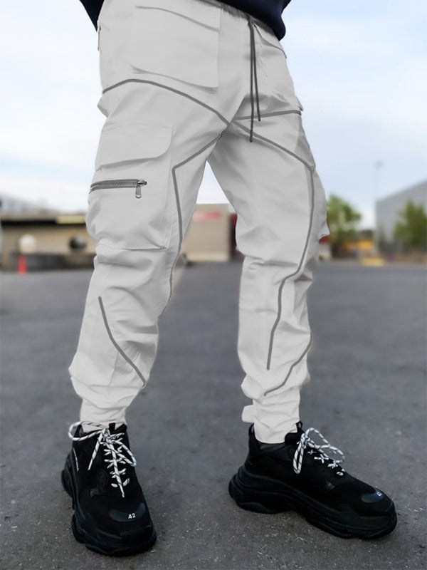 Men's loose straight multi-pocket cargo pants