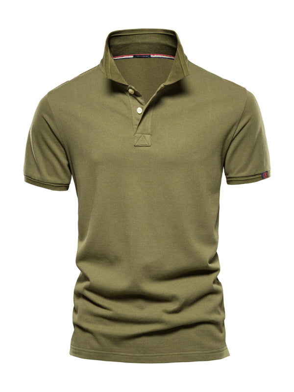 Men's solid color lapel POLO shirt