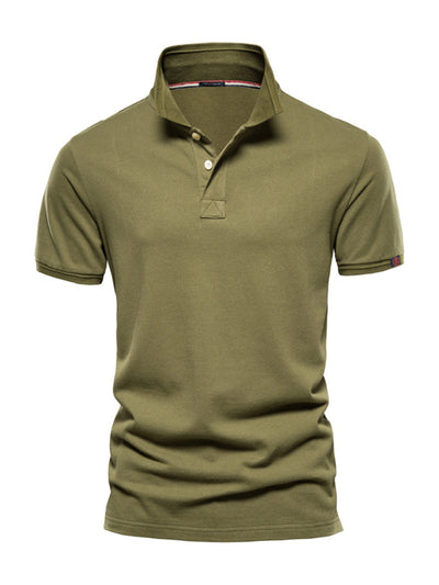 Men's solid color lapel POLO shirt