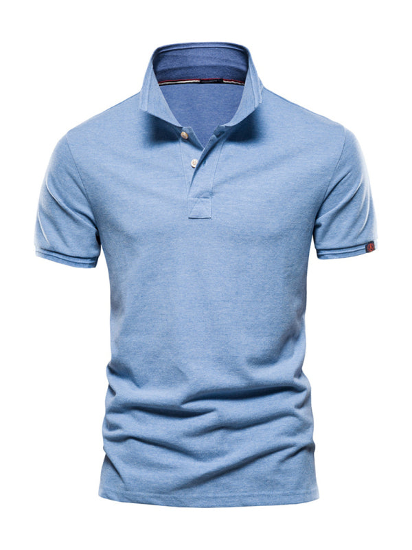 Men's solid color lapel POLO shirt