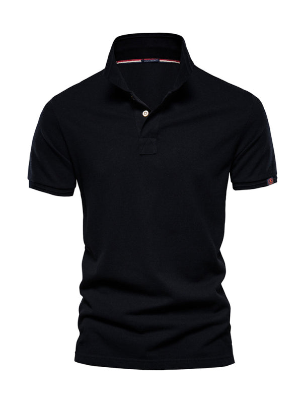Men's solid color lapel POLO shirt