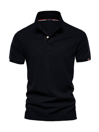 Men's solid color lapel POLO shirt