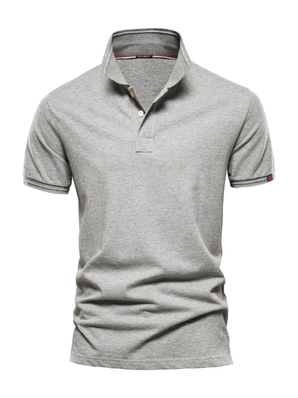Men's solid color lapel POLO shirt