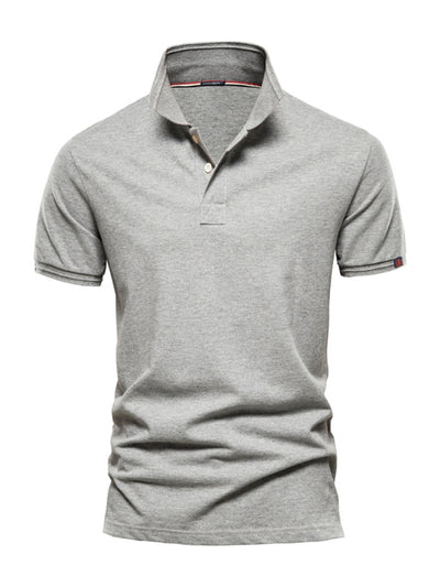 Men's solid color lapel POLO shirt