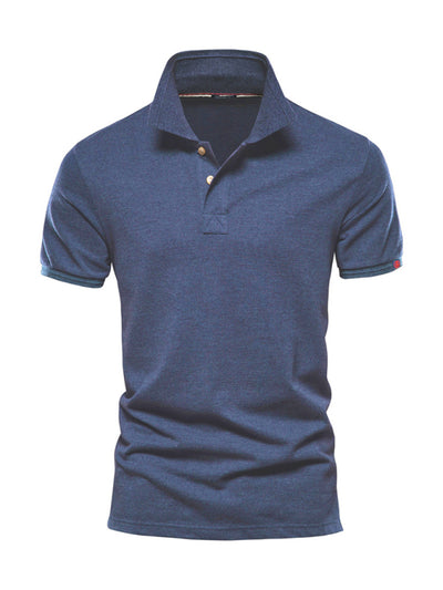 Men's solid color lapel POLO shirt