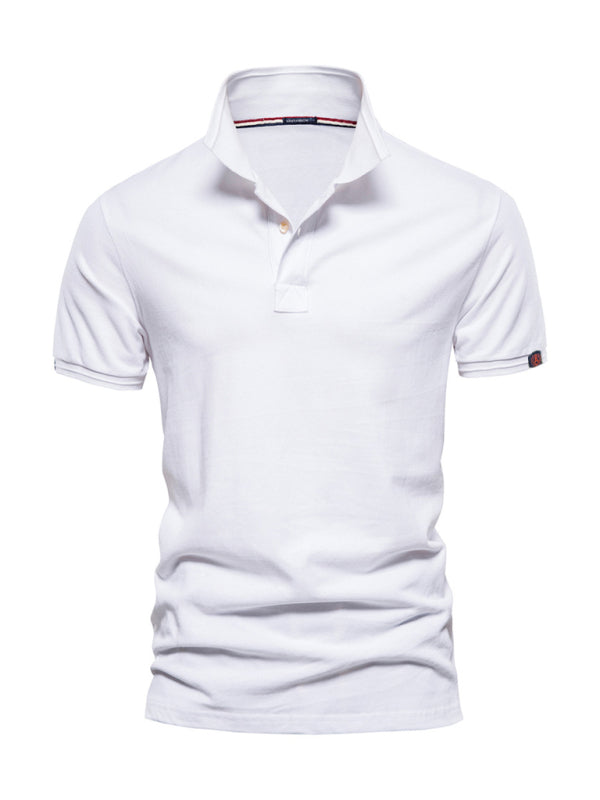 Men's solid color lapel POLO shirt