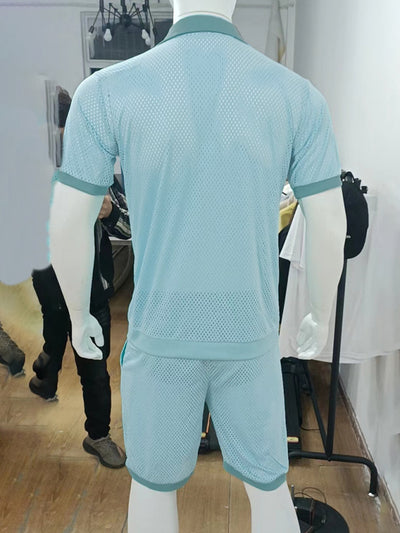 Short-sleeved shorts Knit lapel cardigan Short-sleeved Set