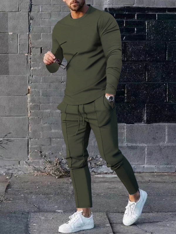 Men's Two-piece Set Round Neck Long Sleeve T-Shirt Set