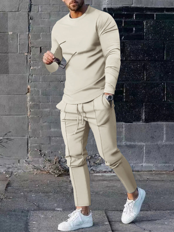 Men's Two-piece Set Round Neck Long Sleeve T-Shirt Set