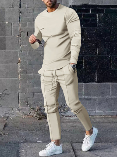 Men's Two-piece Set Round Neck Long Sleeve T-Shirt Set