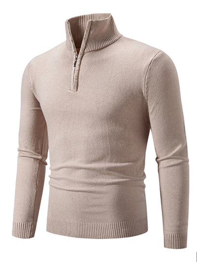 Men's casual sweater half zipper pullover stand collar sweater