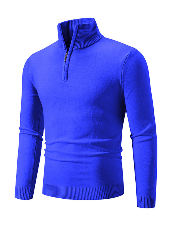 Men's casual sweater half zipper pullover stand collar sweater