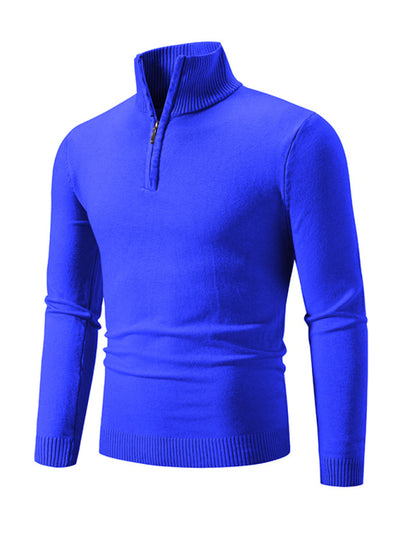 Men's casual sweater half zipper pullover stand collar sweater