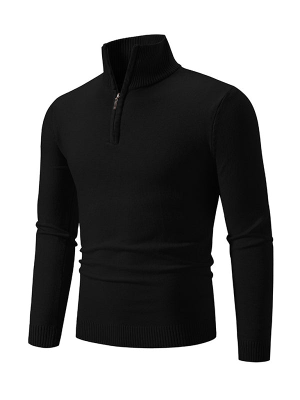 Men's casual sweater half zipper pullover stand collar sweater