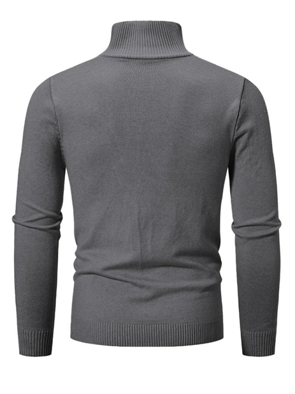 Men's casual sweater half zipper pullover stand collar sweater