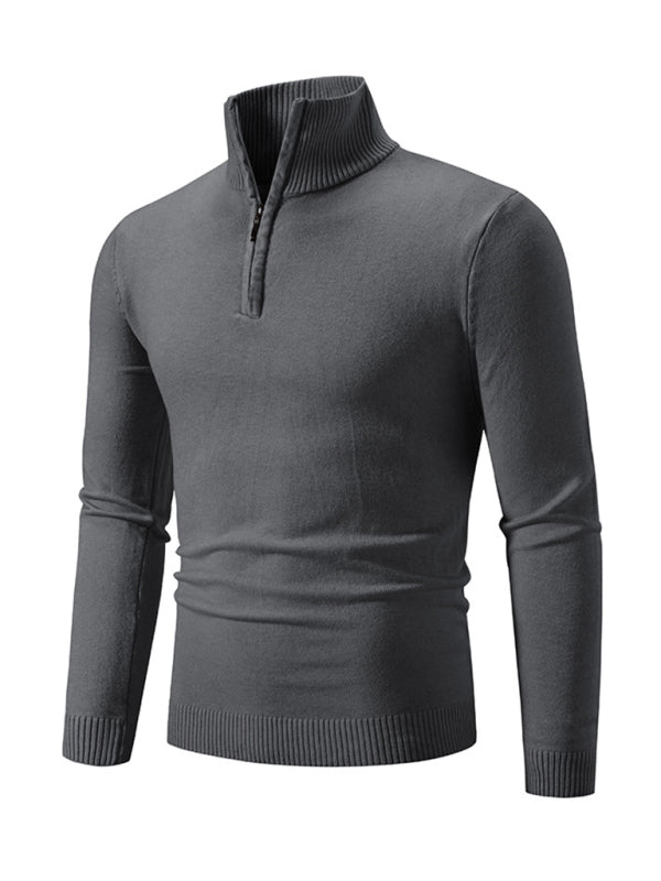 Men's casual sweater half zipper pullover stand collar sweater
