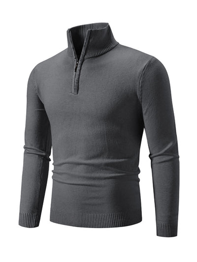 Men's casual sweater half zipper pullover stand collar sweater