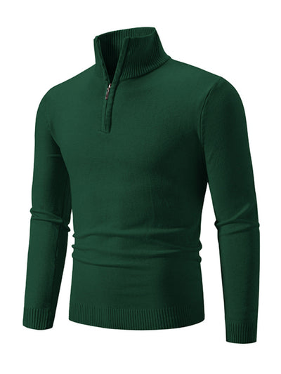 Men's casual sweater half zipper pullover stand collar sweater