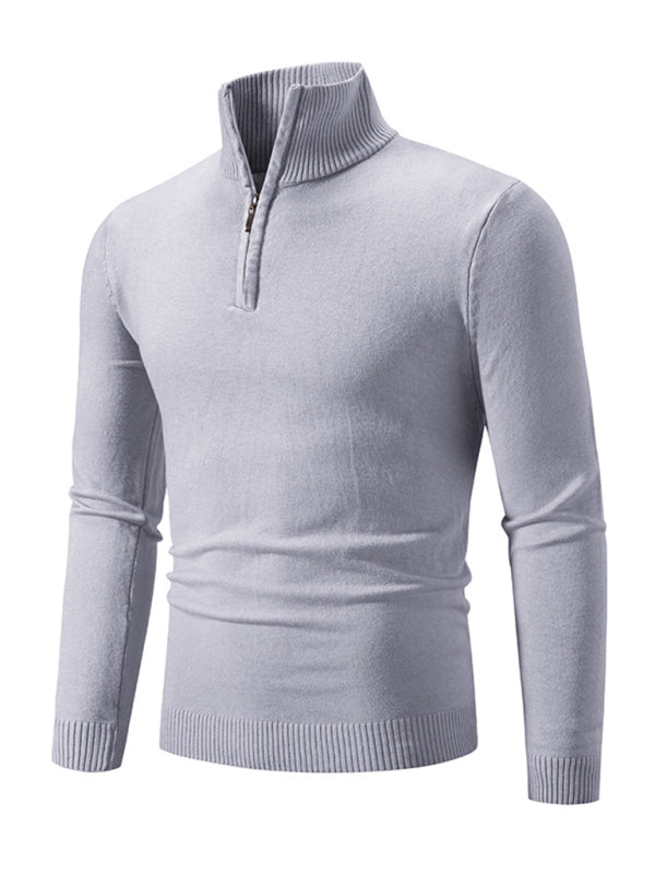 Men's casual sweater half zipper pullover stand collar sweater