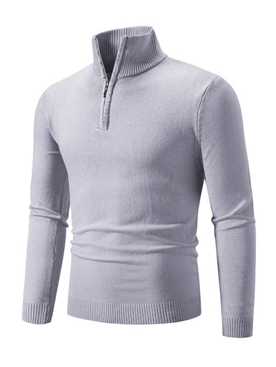 Men's casual sweater half zipper pullover stand collar sweater