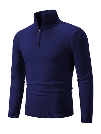 Men's casual sweater half zipper pullover stand collar sweater