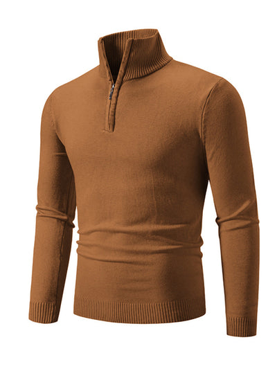 Men's casual sweater half zipper pullover stand collar sweater