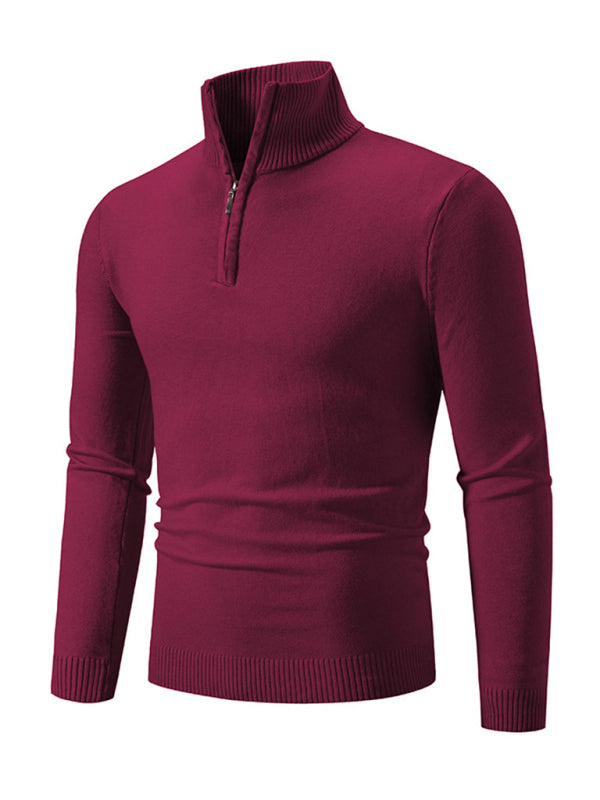 Men's casual sweater half zipper pullover stand collar sweater