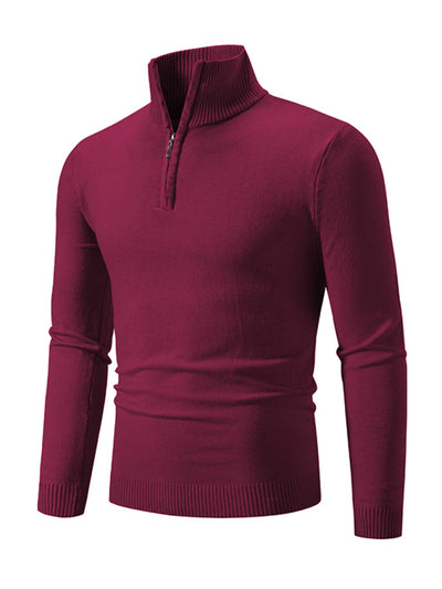 Men's casual sweater half zipper pullover stand collar sweater