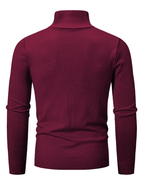 Men's casual sweater half zipper pullover stand collar sweater