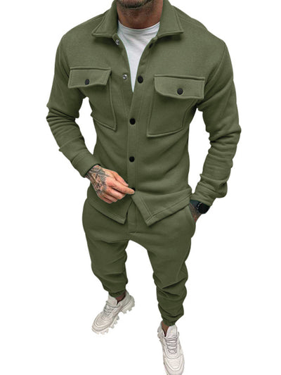 Men's long-sleeved single-breasted jacket two-piece set