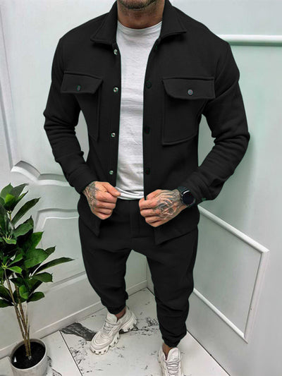 Men's long-sleeved single-breasted jacket two-piece set