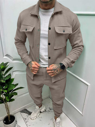 Men's long-sleeved single-breasted jacket two-piece set