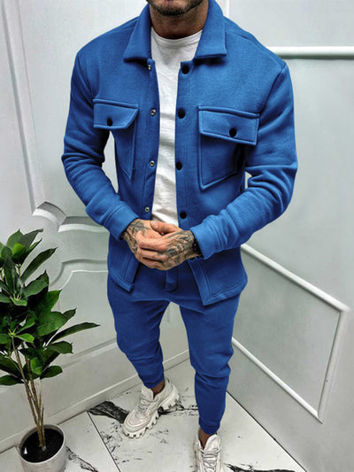 Men's long-sleeved single-breasted jacket two-piece set